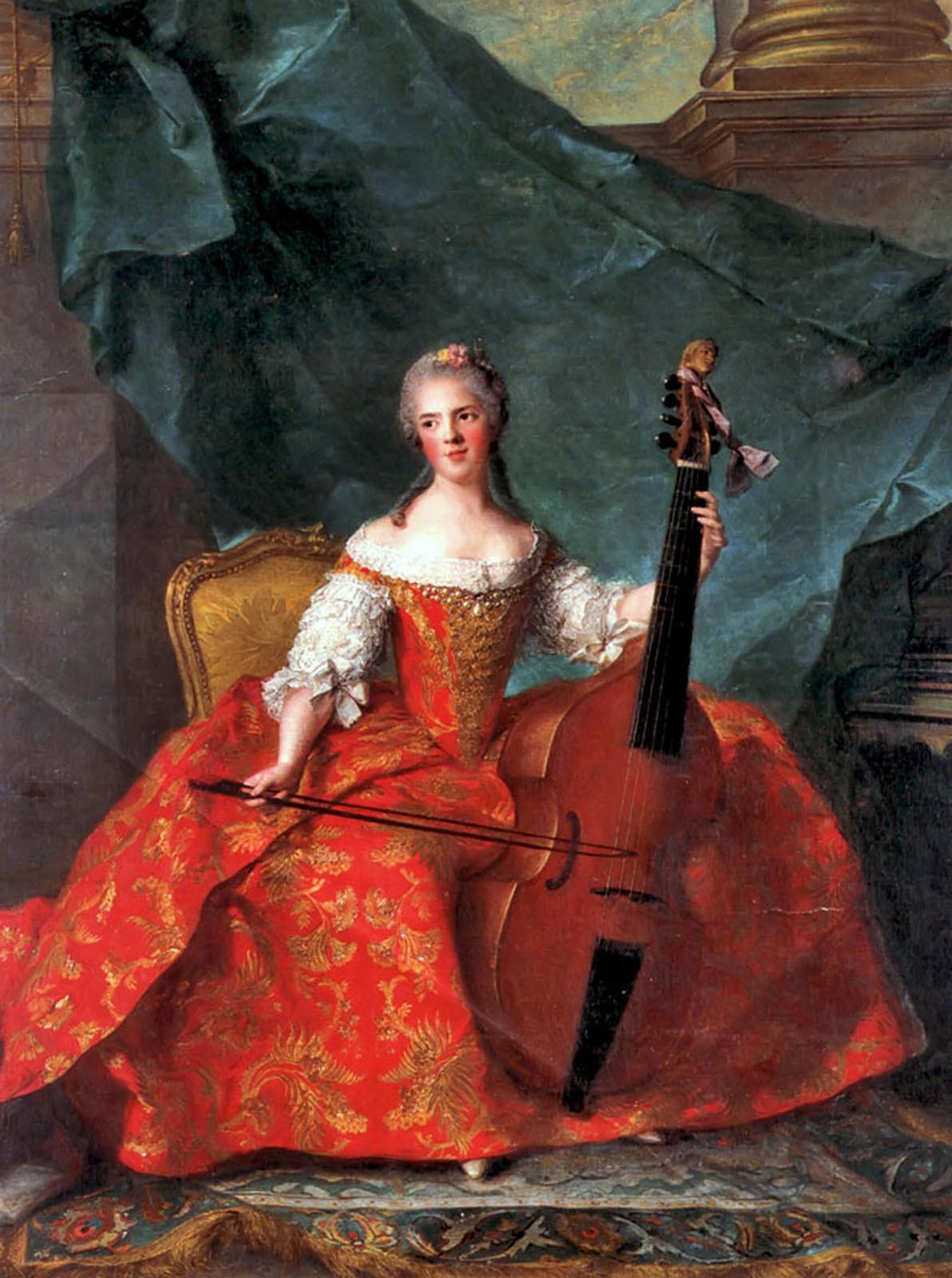 Portrait d'une fille de Louis XV jouant de la viole Peinture de J-M Nattier